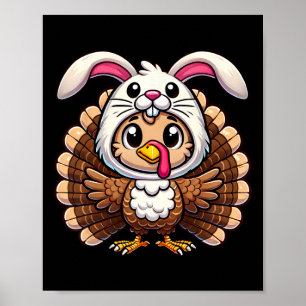 Lustiger Truthahn in Bunny-Kaninchen-Verkleidung z Poster