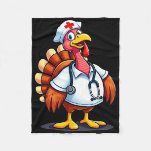 Lustiger Truthahn Krankenpfleger Cartoon Thanksgiv Fleecedecke