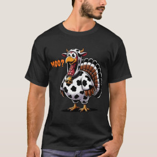 Lustiger Truthahn-Kuh-Kostüm Moo-key Thanksgiving T-Shirt