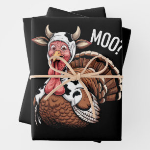 Lustiger Truthahn Moo Erntedankfest  Geschenkpapier Set