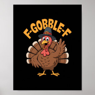 Lustiger Truthahn Pilger Hut F Gackern F Erntedank Poster