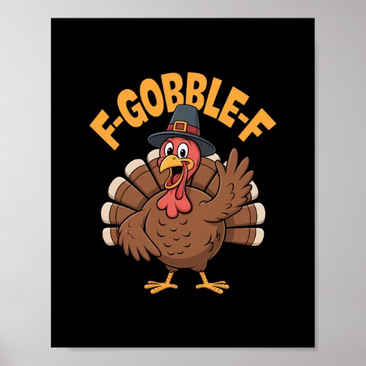 Lustiger Truthahn Pilger Hut F Gackern F Erntedank Poster (Vorne)