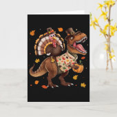 Lustiger Truthahn Reitender Dinosaurier T Rex Than Karte (Gelbe Blume)