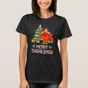 Lustiger Truthahn Santa Frohe Thanksmas Weihnachte T-Shirt