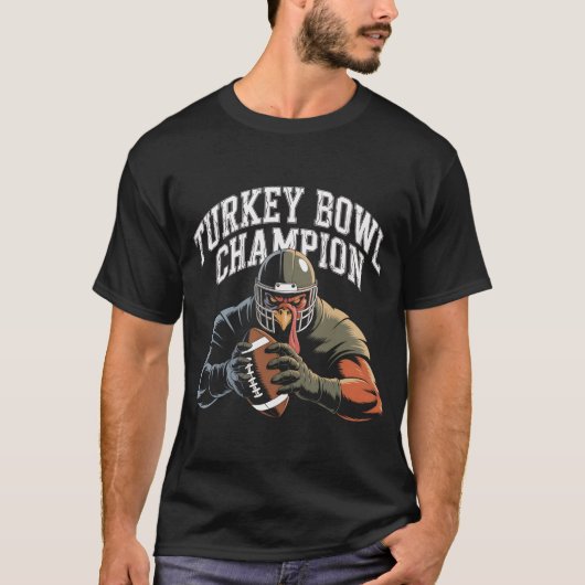 Lustiger Truthahn-Schalen-Champion-Erntedank-Fußba T-Shirt (Vorderseite)