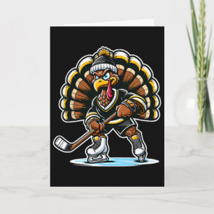 Lustiger Truthahn spielt Eishockey Thanksgiving Sp Karte