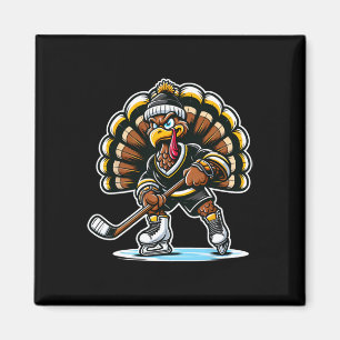 Lustiger Truthahn spielt Eishockey Thanksgiving Sp Magnet