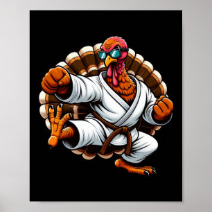 Lustiger Truthahn Thanksgiving Karate Judo Martial Poster