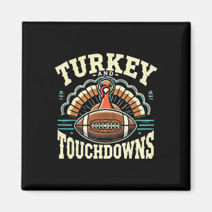 Lustiger Truthahn und Touchdowns Thanksgiving Fuß Magnet