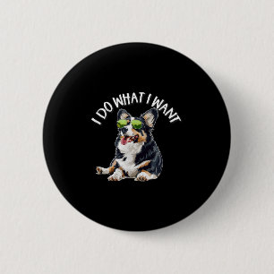Lustiger Tu was ich will Welsh Black Tricolor Corg Button