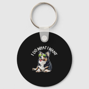 Lustiger Tu was ich will Welsh Black Tricolor Corg Schlüsselanhänger