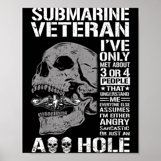 Lustiger U-Boot-Veteran-Spruch-Totenkopf US U-Boot Poster (Vorne)