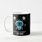 Lustiger überdenkender Roboter Beep Boop Moment Kaffeetasse (Links)