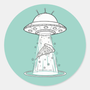 Lustiger UFO-Pizza-Entführer-Aufkleber - Individue Runder Aufkleber