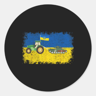 Lustiger ukrainischer Bauer stiehlt Panzer Meme I  Runder Aufkleber