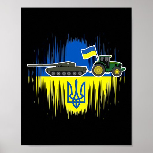 Lustiger ukrainischer Bauer stiehlt Panzer Ukraine Poster (Vorne)