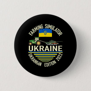 Lustiger ukrainischer Bauer stiehlt Tank Meme I St Button
