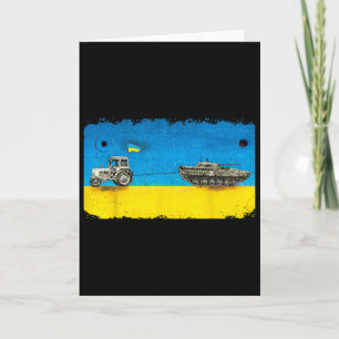 Lustiger ukrainischer Bauer zieht Panzer mit Trakt Karte