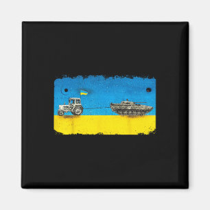Lustiger ukrainischer Bauer zieht Panzer mit Trakt Magnet