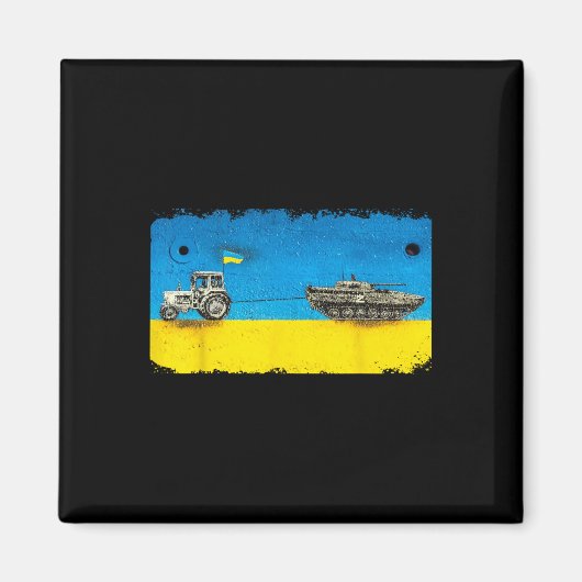 Lustiger ukrainischer Bauer zieht Panzer mit Trakt Magnet (Vorne)