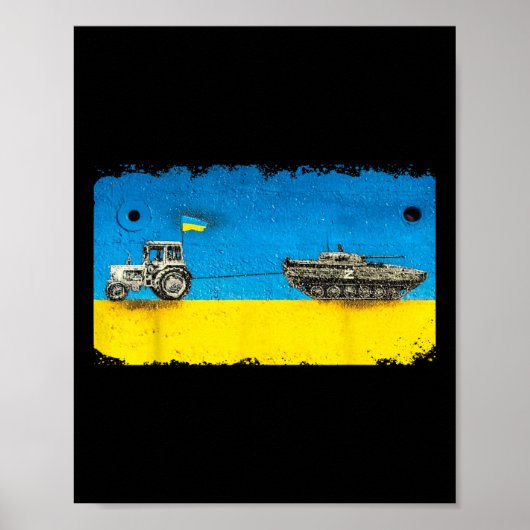 Lustiger ukrainischer Bauer zieht Panzer mit Trakt Poster (Vorne)