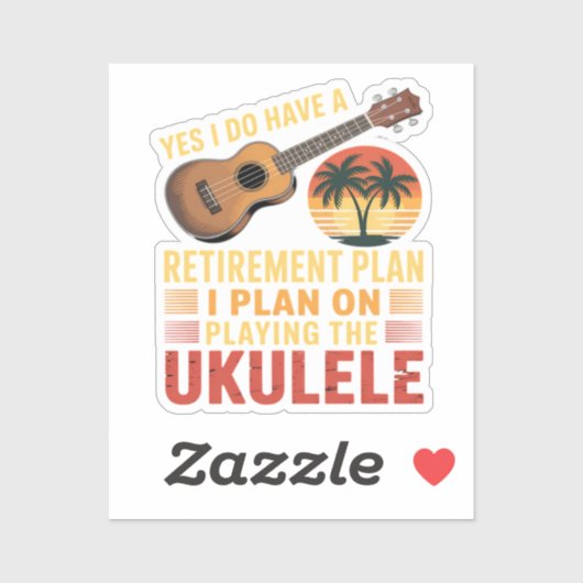 Lustiger Ukulele-Renteneintritts-Plan Aufkleber (Blatt)