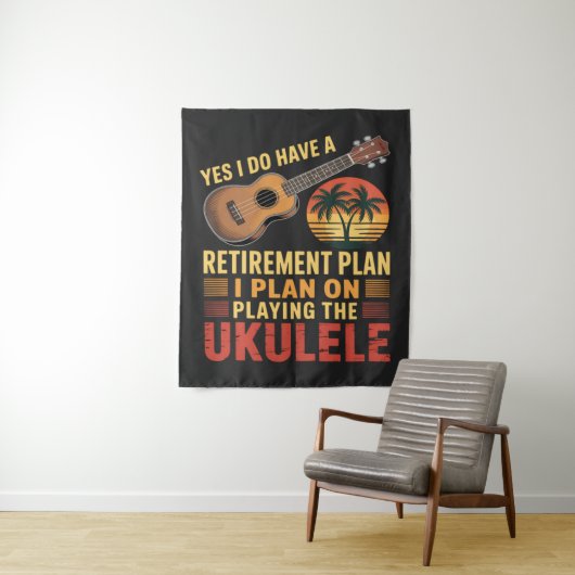Lustiger Ukulele-Renteneintritts-Plan Wandteppich (Beispiel)