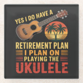 Lustiger Ukulele-Renteneintrittsplan Glasuntersetzer (Vorderseite)