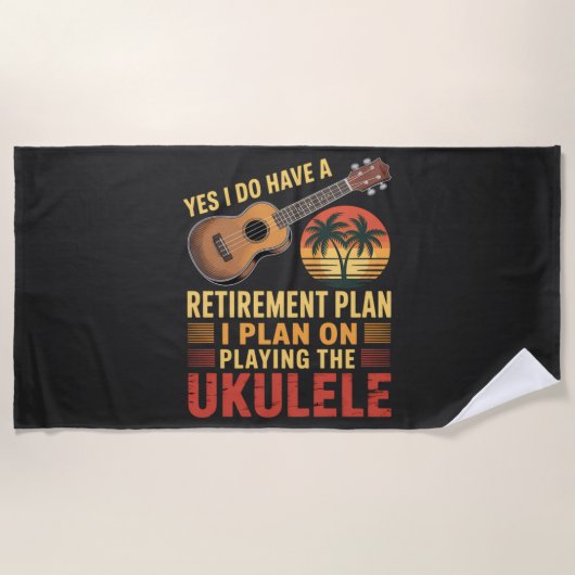 Lustiger Ukulele-Renteneintrittsplan Strandtuch (Vorderseite)