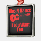 lustiger Ukulele Silbernes Ornament (Links)