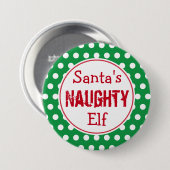 Lustiger unartiger Elf Weihnachts Knopf Pin Button (Vorne & Hinten)