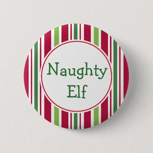 Lustiger unartiger Elf Weihnachts-Party-Button-Ans Button (Vorderseite)