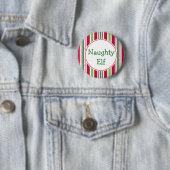Lustiger unartiger Elf Weihnachts-Party-Button-Ans Button (Beispiel)