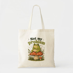 Lustiger unbeeindruckter Frosch Cottagecore-Marktt Tragetasche