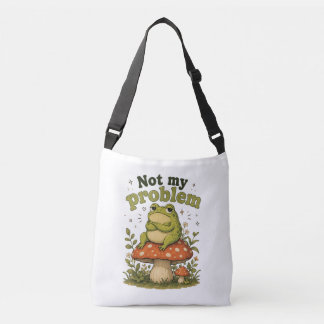 Lustiger unbeeindruckter Frosch Cottagecore Tragetaschen Mit Langen Trägern