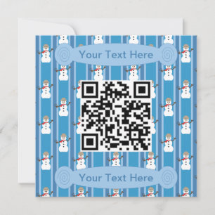 Lustiger und Fancy blauer Schneemann-Detektiv-QR-C Einladung