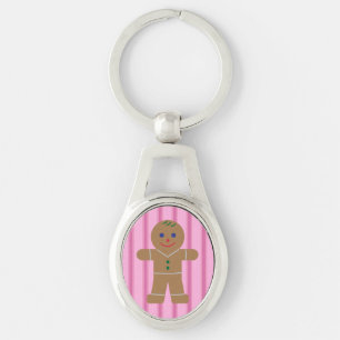 Lustiger und Fancy-Rosa-Gingerbread-Mann Schlüsselanhänger