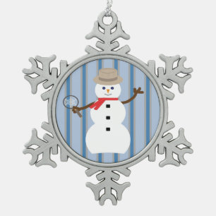 Lustiger und Fancy Schneemann-Detektiv Schneeflocken Zinn-Ornament