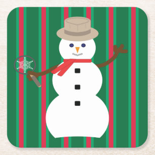 Lustiger und Fancy-Weihnachts-Schneemann-Detektiv Rechteckiger Pappuntersetzer