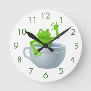 Lustiger unerwarteter Frosch in meiner Tee-Schale Runde Wanduhr
