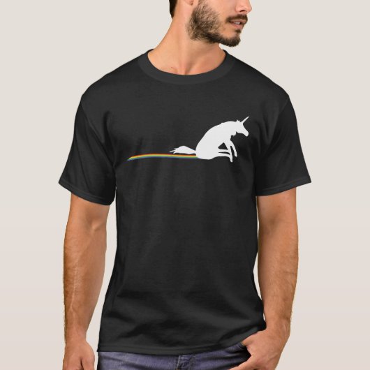 Lustiger Unicorn, der Regenbogen kackt T-Shirt (Vorderseite)