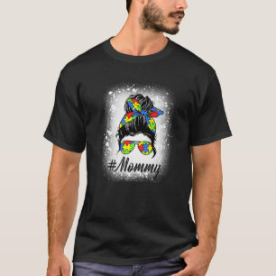 Lustiger unordentlicher Dutt Mami Autismus Puzzle T-Shirt