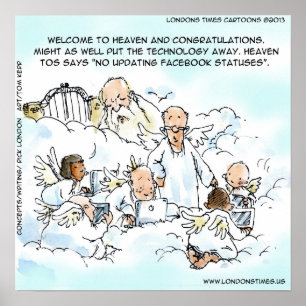 Lustiger Update-facebook-Status im Himmel Poster