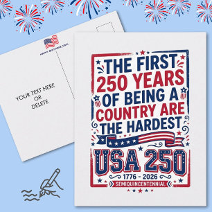 Lustiger USA 250. Geburtstag Patriotisch Rot Weiß  Postkarte