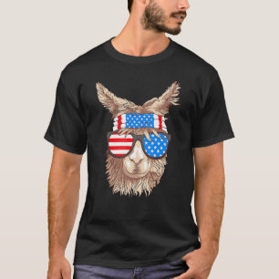 Lustiger USA-patriotischer Lama Süßes Tier Amerika T-Shirt