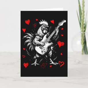 Lustiger Valentinskick-Hahn spielt Gitarre Rock An Karte