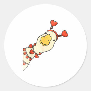 Lustiger Valentinstag Alberne Gänse Ente Herz Lieb Runder Aufkleber