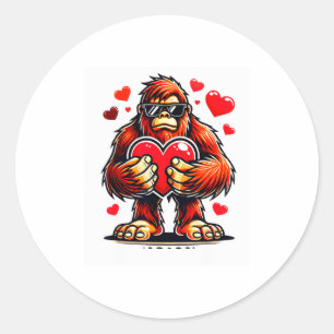 Lustiger Valentinstag Bigfoot Herz Sungles Sasquat Runder Aufkleber