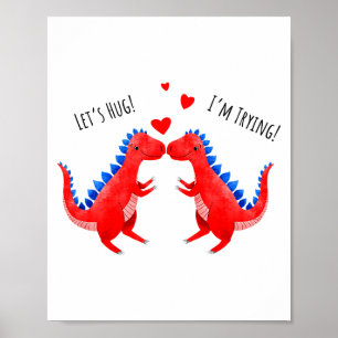 Lustiger Valentinstag-Dinosaurier, der Herz-T-Rex Poster