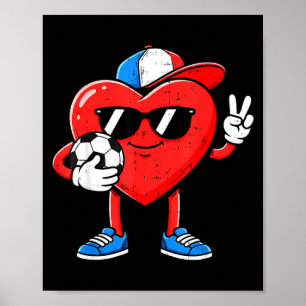 Lustiger Valentinstag Herz Fußball Jungen Poster